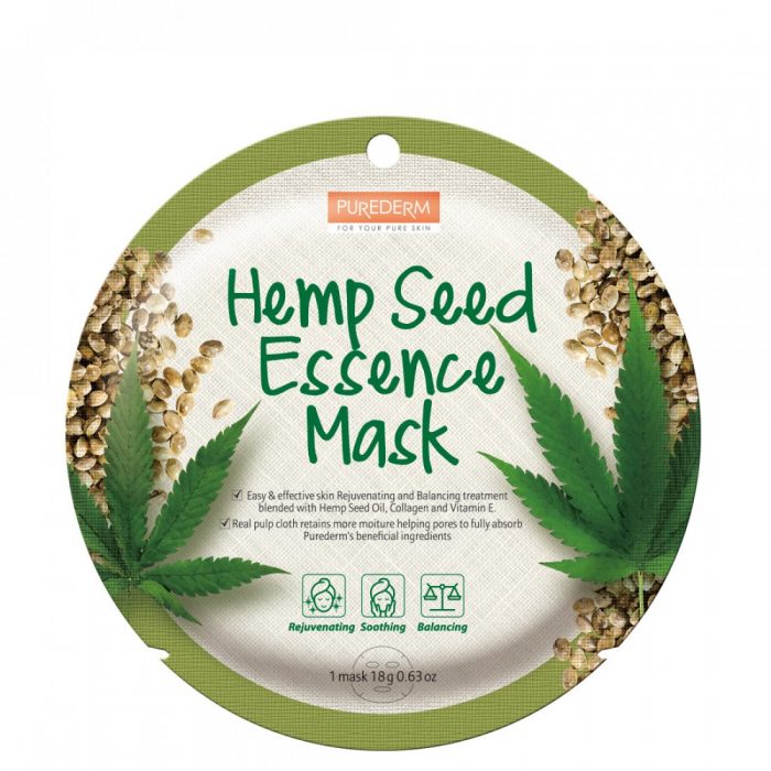 purederm_hemp_seed_essence_mask_18g ماسک ورقه ای بذرکنف و عصاره شاهدانه purederm hemp seed essance mask - Image 1